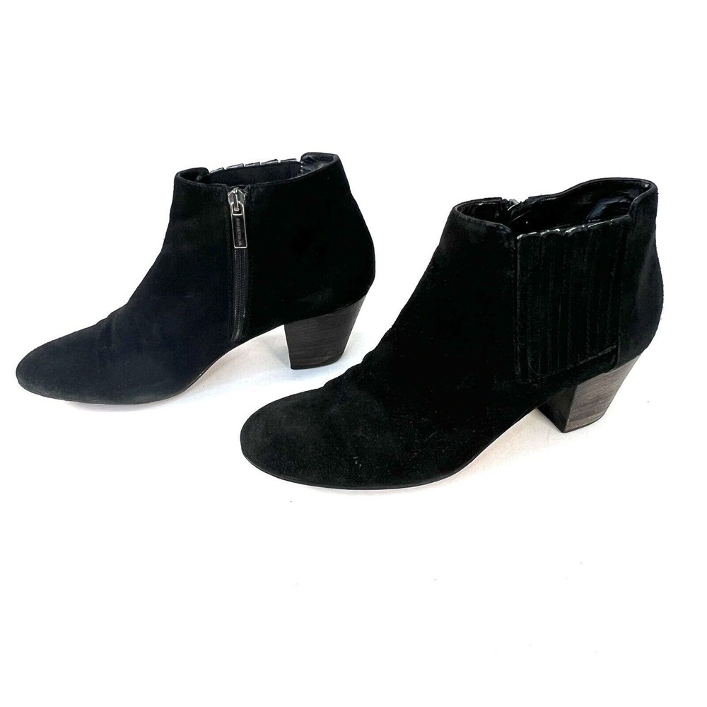 Aquatalia By Marvin K Boots Womens 9.5 Casual Zip Ankle Bootie Black Suede Heels - Picture 2 of 12